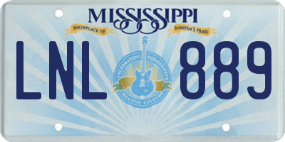 MS license plate LNL889