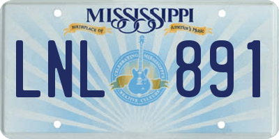 MS license plate LNL891