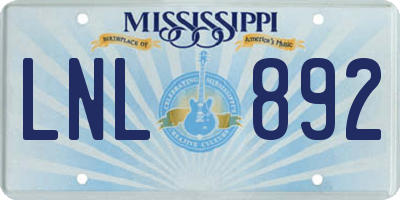 MS license plate LNL892