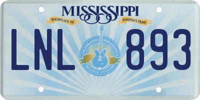 MS license plate LNL893