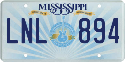 MS license plate LNL894