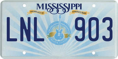 MS license plate LNL903
