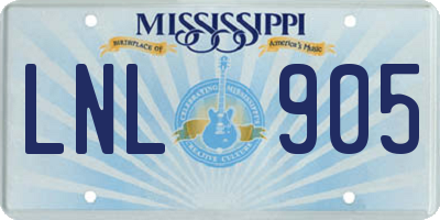 MS license plate LNL905