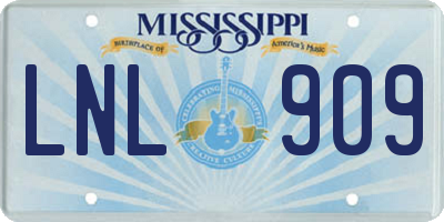 MS license plate LNL909