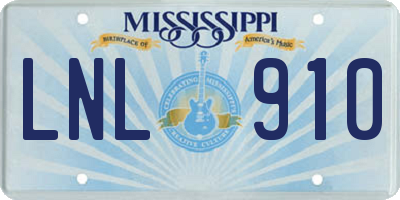 MS license plate LNL910