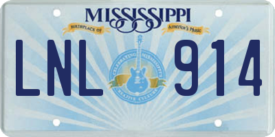 MS license plate LNL914