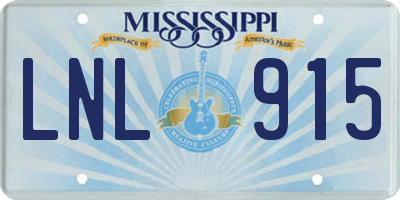 MS license plate LNL915