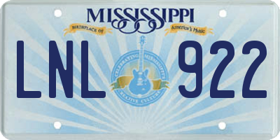 MS license plate LNL922