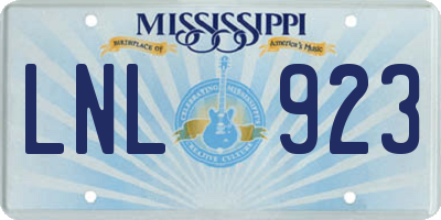 MS license plate LNL923