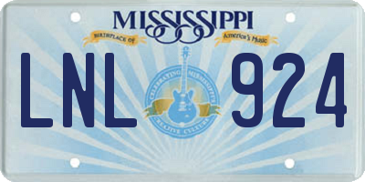 MS license plate LNL924
