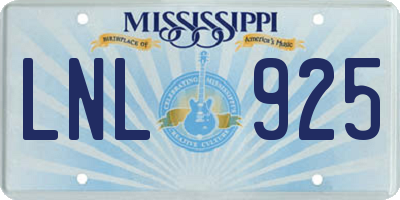 MS license plate LNL925