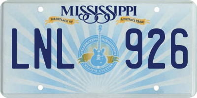 MS license plate LNL926