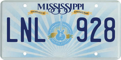 MS license plate LNL928