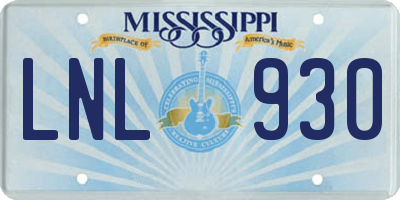 MS license plate LNL930
