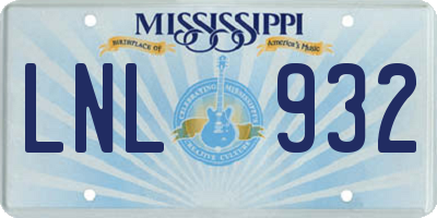 MS license plate LNL932