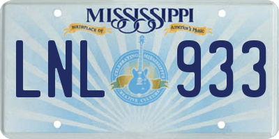 MS license plate LNL933
