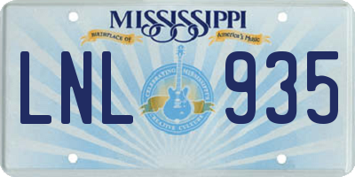 MS license plate LNL935