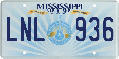 MS license plate LNL936