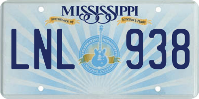 MS license plate LNL938