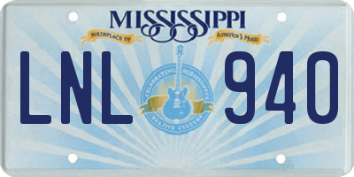 MS license plate LNL940