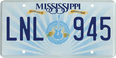 MS license plate LNL945