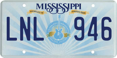 MS license plate LNL946