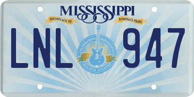 MS license plate LNL947
