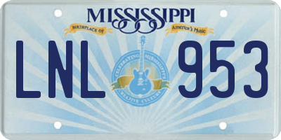 MS license plate LNL953