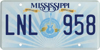 MS license plate LNL958