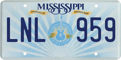 MS license plate LNL959