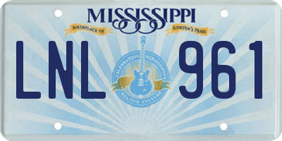 MS license plate LNL961