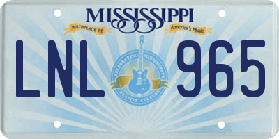 MS license plate LNL965