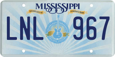 MS license plate LNL967