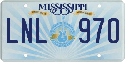 MS license plate LNL970