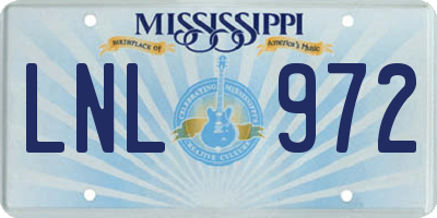 MS license plate LNL972