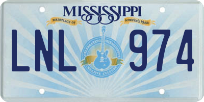 MS license plate LNL974