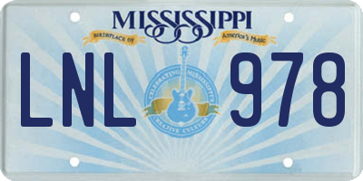 MS license plate LNL978
