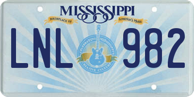 MS license plate LNL982