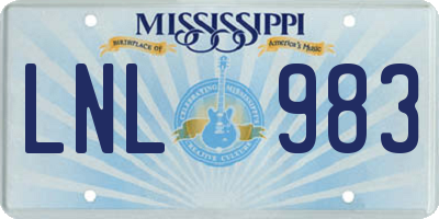 MS license plate LNL983