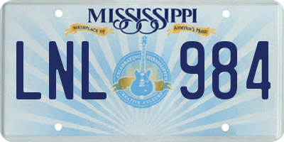 MS license plate LNL984
