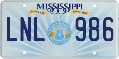 MS license plate LNL986