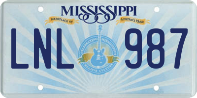 MS license plate LNL987
