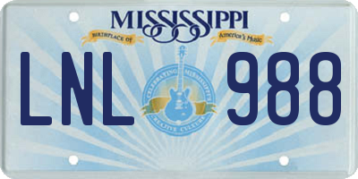 MS license plate LNL988