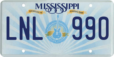 MS license plate LNL990