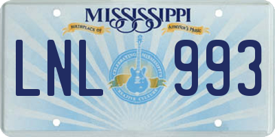 MS license plate LNL993