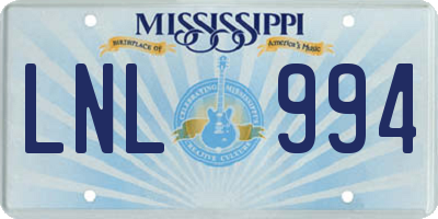 MS license plate LNL994