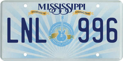 MS license plate LNL996