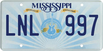 MS license plate LNL997