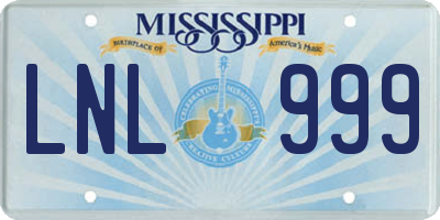 MS license plate LNL999