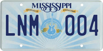 MS license plate LNM004